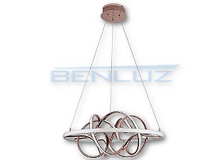 Pendente 67cm Rose Acrilico Aluminio LED 74W 3000k Bivolt