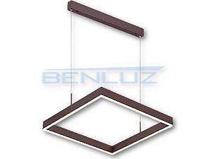 Pendente Quadrado 80cm Acrilico Marrom Led 64w 3000k Bivolt