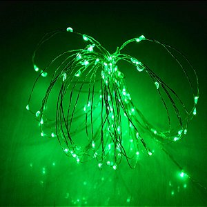 Cordão de cobre 50 LEDs fio de fada 5 metros verde pilha - Uso interno