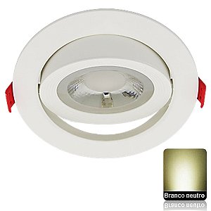 Spot LED SMD 12W Redondo Direcionável Branco Neutro