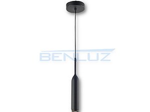 Pendente 4×4×27CM Preto Metal+Acrílico LED 5W 3500K BIVOLT