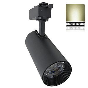 Spot LED 12W Branco Neutro Para Trilho Eletrificado Preto