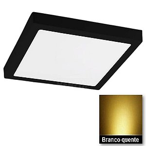 Luminária Plafon 18W LED Quadrado Sobrepor Borda Preta Branco Quente - Bivolt