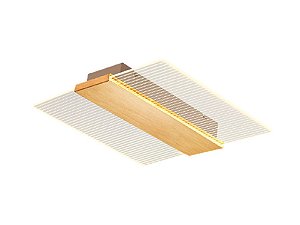 Plafon Quadrado 40×17CM Dourado Alumínio Acrílico LED 32W 1600LM 3000K Bivolt