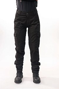 CALÇA TÁTICA FEMININA FLEX GUERREIRO PRETA
