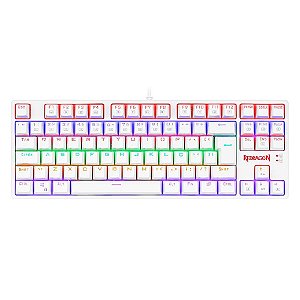 Teclado Mecânico Gamer Redragon Daksa Lunar White Rainbow Switch Azul Anti-Ghosting Branco - K576W-R