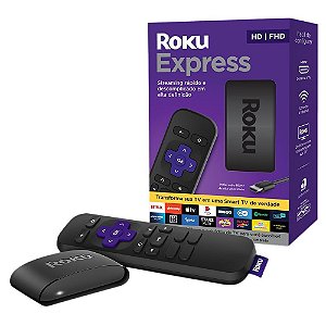 Roku Express Streaming Player Full HD, Conversor Smart TV, com Controle Remoto - 3930BR