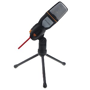 Microfone Condensador Mymax P2 com Suporte de Mesa, Omnidirecional - MFVS-MICDP2/BK