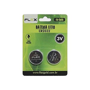 Bateria CR2032 3V Lítio com 2 Unidades Flex - FXCR05