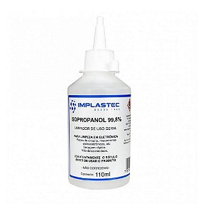 Álcool Isopropílico 99,8% 110ml com Bico Aplicador Implastec - PAIP011060