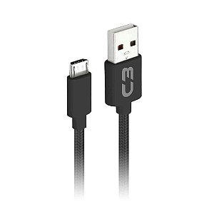 Cabo C3Tech Micro USB Nylon 1 Metro Preto - CB-M11BK