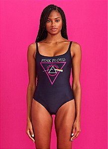 Maiô Decote U Fino Pink Floyd Black And Pink