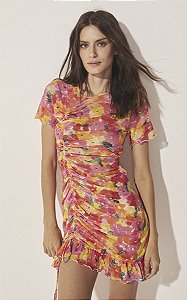 Vestido Curto Floral Pincelado