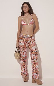 Calça Pantalona Borboletas Abstrata