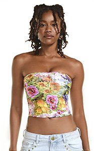 Blusa Corset Luisa Jardim Aquarela