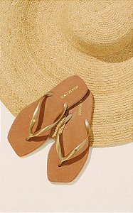 Chinelo Tiras Mistura Tropical Dourado