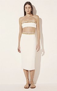 Saia Midi Chacal Bordado Branco