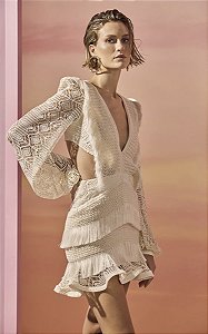 Vestido Curto Samba Fringe Off White