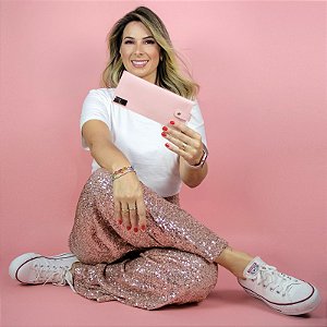 Porta óculos Duda rosa blush personalizado