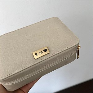 Necessaire Leticia M areia personalizada