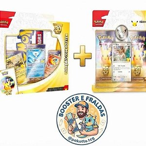 COPAG Pokémon TCG Celebração 30 Anos Coleção com Pôster + 1 Blister Duplo 1 Pikachu Garantido Produto Original para Colecionadores e Jogadores