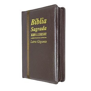 Bíblia Sagrada Letra Gigante Bicolor Marrom Zíper - KingCross