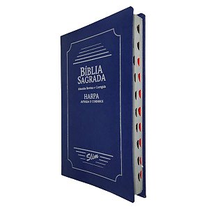 Bíblia Sagrada Slim Capa Coverbook Azul Com Harpa - CPP