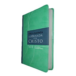 Bíblia Sagrada NVT Na Jornada Com Cristo - Luxo Verde - MC