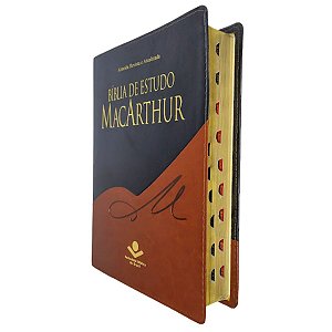 Bíblia De Estudo MacArthur - Preta Com Marrom Com Índice Sbb