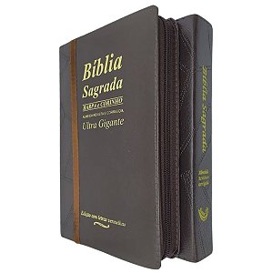Bíblia Sagrada Letra Ultra Gigante Bicolor Edição Com Letras Vermelhas MARROM ZÍPER