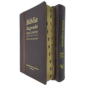 Bíblia Sagrada Letra Ultra Gigante Bicolor Edição Com Letras Vermelhas MARROM