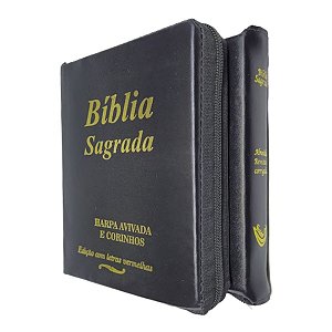 Bíblia Sagrada Zíper Tijolinho Índice Lateral Edição Letras Vermelhas - Capa Preta