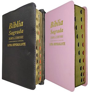 Kit com 2 Bíblias Letra Gigante Com Índice e Harpa - Masculina Feminina