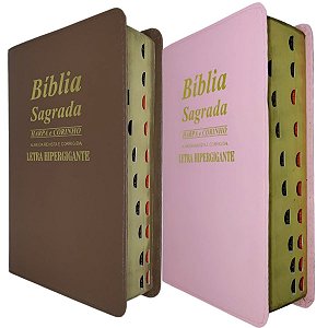 Kit com 2 Bíblias Letra Gigante Com Índice e Harpa - Feminina e Masculina