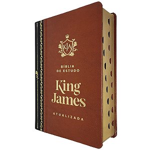 Bíblia de Estudo King James Atualizada Índice Luxo Bicolor Marrom e Preta