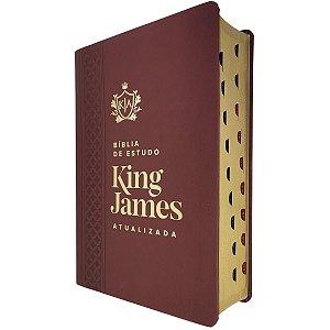 Bíblia de Estudo King James Atualizada Índice Capa Luxo Vinho - Art Gospel