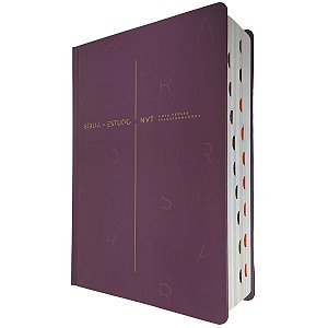 Bíblia de Estudo NVT Índice Lateral Capa Dura Vinho - Mundo Cristão