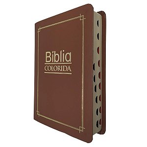 Bíblia Colorida Jovem Índice Marrom Versão Corrigida Atualizada