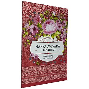 Harpa Evangélica Letra Gigante Avivada Corinhos Capa Floral Rosa
