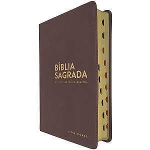 Bíblia Sagrada Letra Grande NVT Evangélica Índice Capa Luxo Marrom - Mundo Cristão