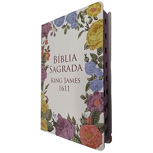 Bíblia King James 1611 Semi Luxo Flores Coloridas Com Índice