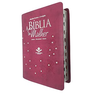 Bíblia Da Mulher De Estudo ARC Capa Luxo Vinho e Pedras Índice Lateral - SBB