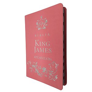 Bíblia Slim King James Atualizada Capa Luxo Pink Com Índice Lateral - Art Gospel