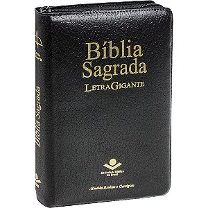 Bíblia Sagrada Letra Gigante Preta Zíper Revista Corrigida Sbb