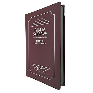 Bíblia Slim Coverbook ARC Harpa e Corinhos Bordô S/Índice - CPP