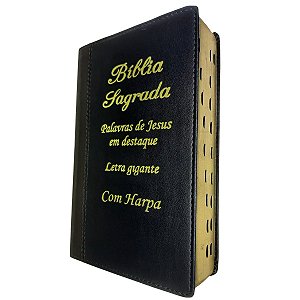 Bíblia Sagrada Letra Gigante Bicolor Preta Lateral Marrom