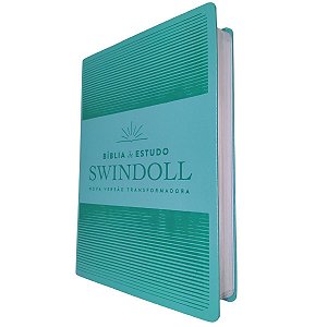 Bíblia de Estudo NVT Swindoll Capa Luxo Aqua - Mundo Cristão
