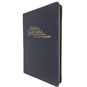 Bíblia Sagrada NVI Slim Capa Luxo Preta - Geográfica