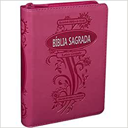 Bíblia Sagrada Feminina Zíper Letra Grande Pink Luxo Sbb