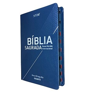 Bíblia Sagrada NVI Letra Grande Capa Luxo Azul Geográfica